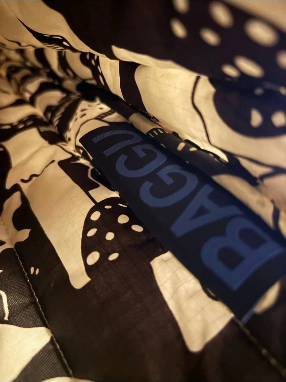 BAGGU Puffy Laptop Sleeve Black White Mushroom Print 14” Cottagecore
